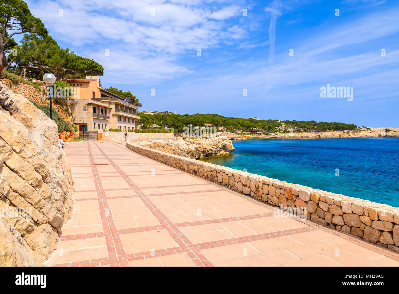 Coastal promenade to Cala Gat beach, Majorca island, Spain Stock Photo