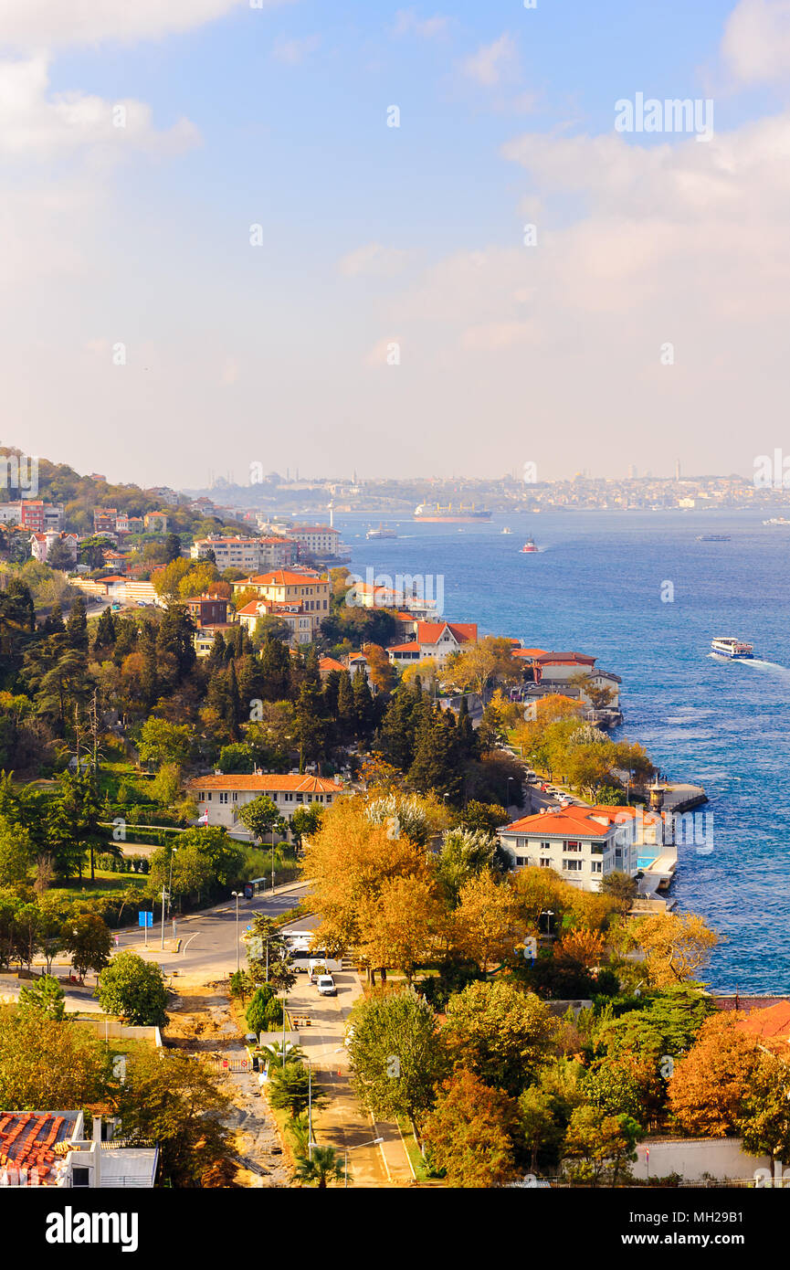 European coast of the Bosphorus river in Istanbul, Turkey Stock Photo ...