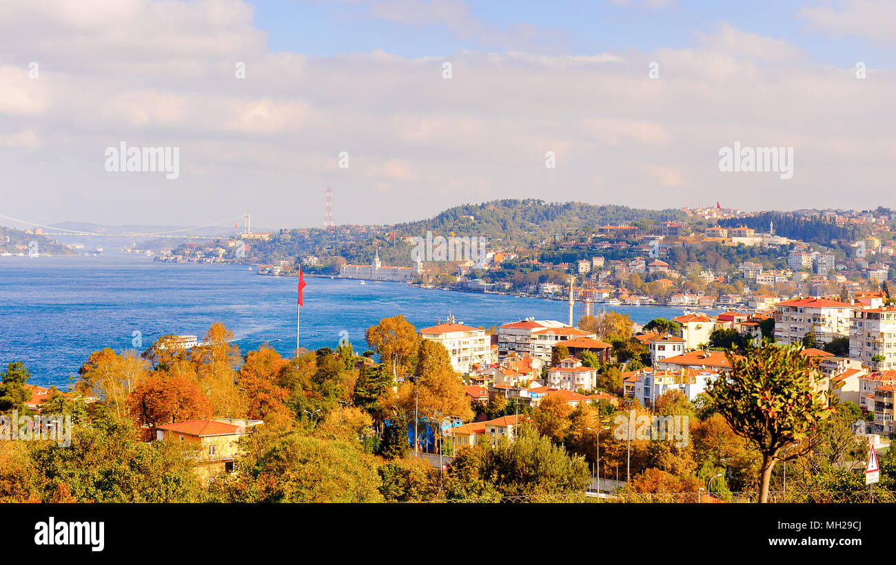 Asian part of Istanbul and its panoramic view and the Bosphorus river ...