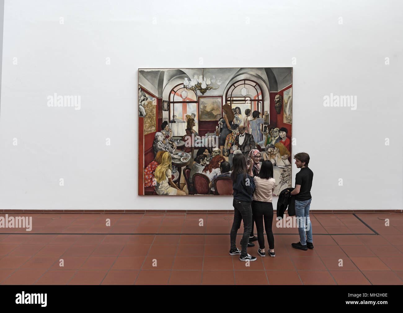 Visitors in front of a picture in the Museum Ludwig, Cologne, Germany Stock Photo