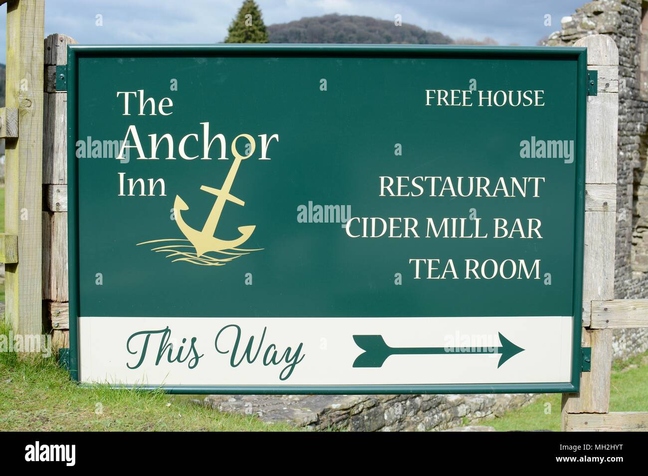 The anchor inn pub sign, Tintern, Wye valley, Monmouthshire, UK Stock Photo
