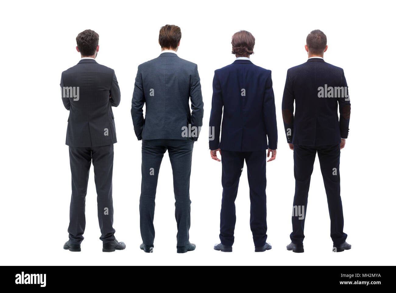 Back view group of business people. Rear view. Isolated over white ...