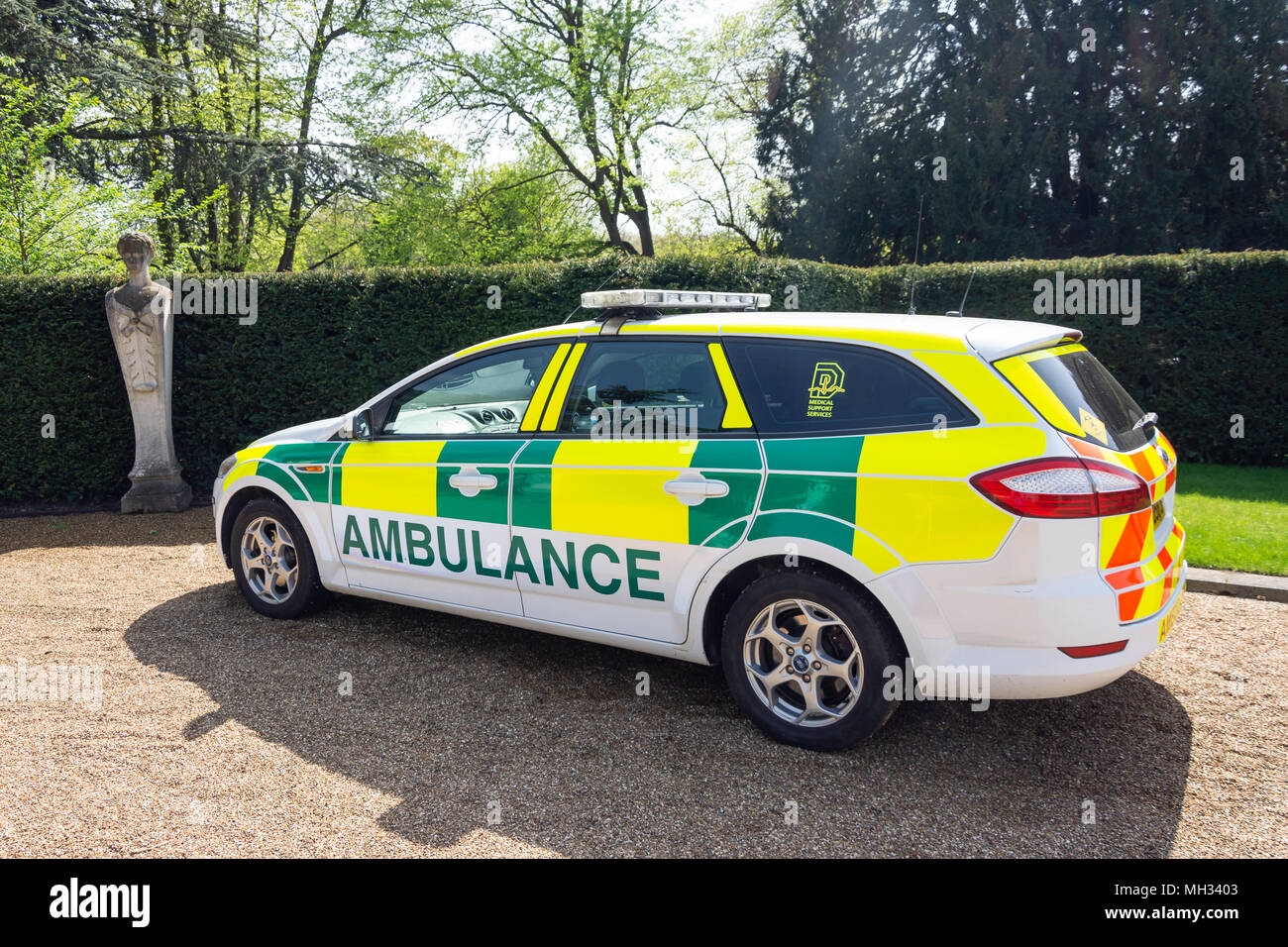Ambulance parked at Chiswick House, Burlington Lane, Chiswick, London Borough of Hounslow, Greater London, England, United Kingdom Stock Photo