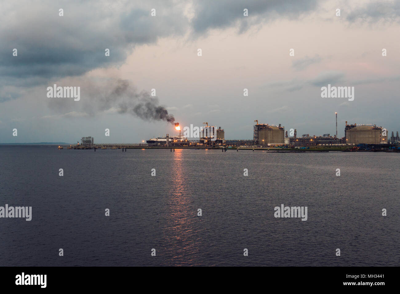 gas and oil refinery industry factory at marine port Stock Photo