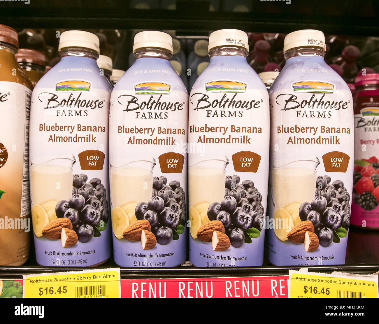 Holetown, Barbados, 03192018 Bottles of Bolthouse Farms' Blueberry
