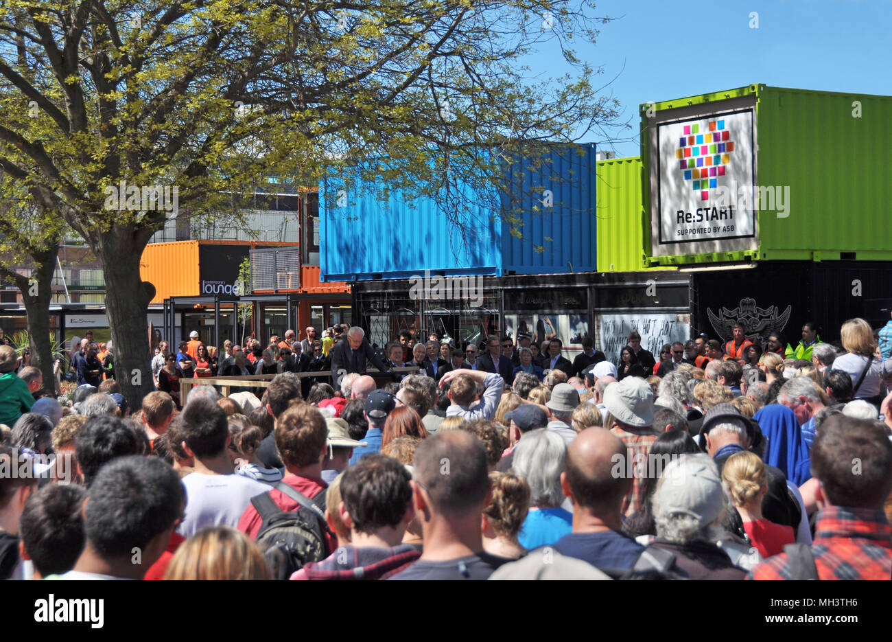 Christchurch, New Zealand - October 29, 2017: Opening Ceremony for the Heart Start campaign to ressurect the centre of Christchurch retail sector afte Stock Photo