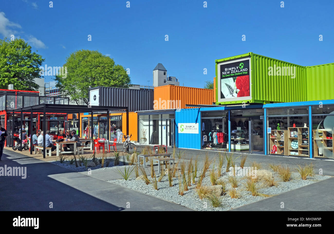 Christchurch, New Zealand - November 03, 2011: The first Container Shops to be built in Christchurch following two massive earthquakes which distroyed Stock Photo