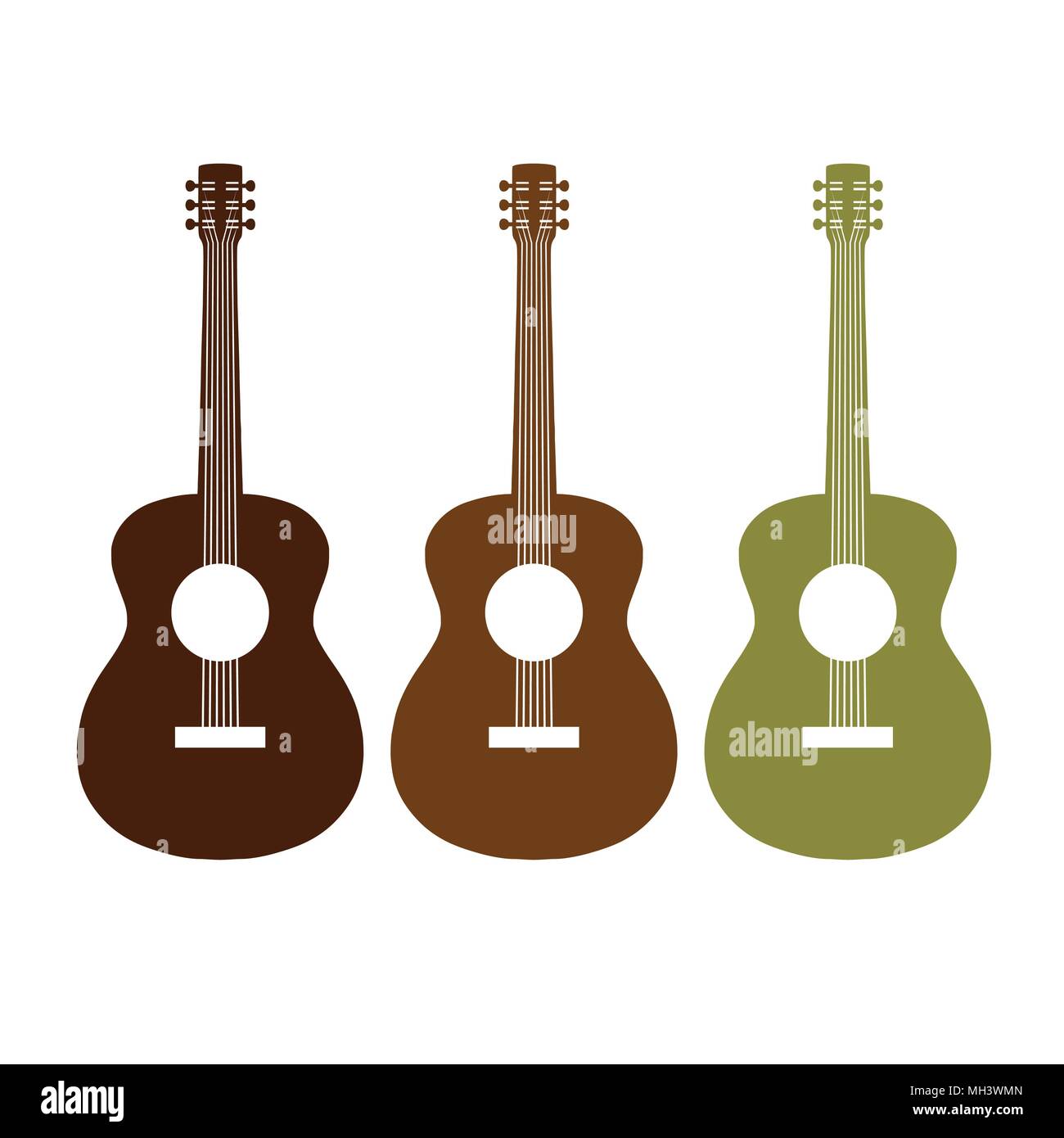 Acoustic Guitar Graphic Vector Symbol Graphic Logo Design Set Stock