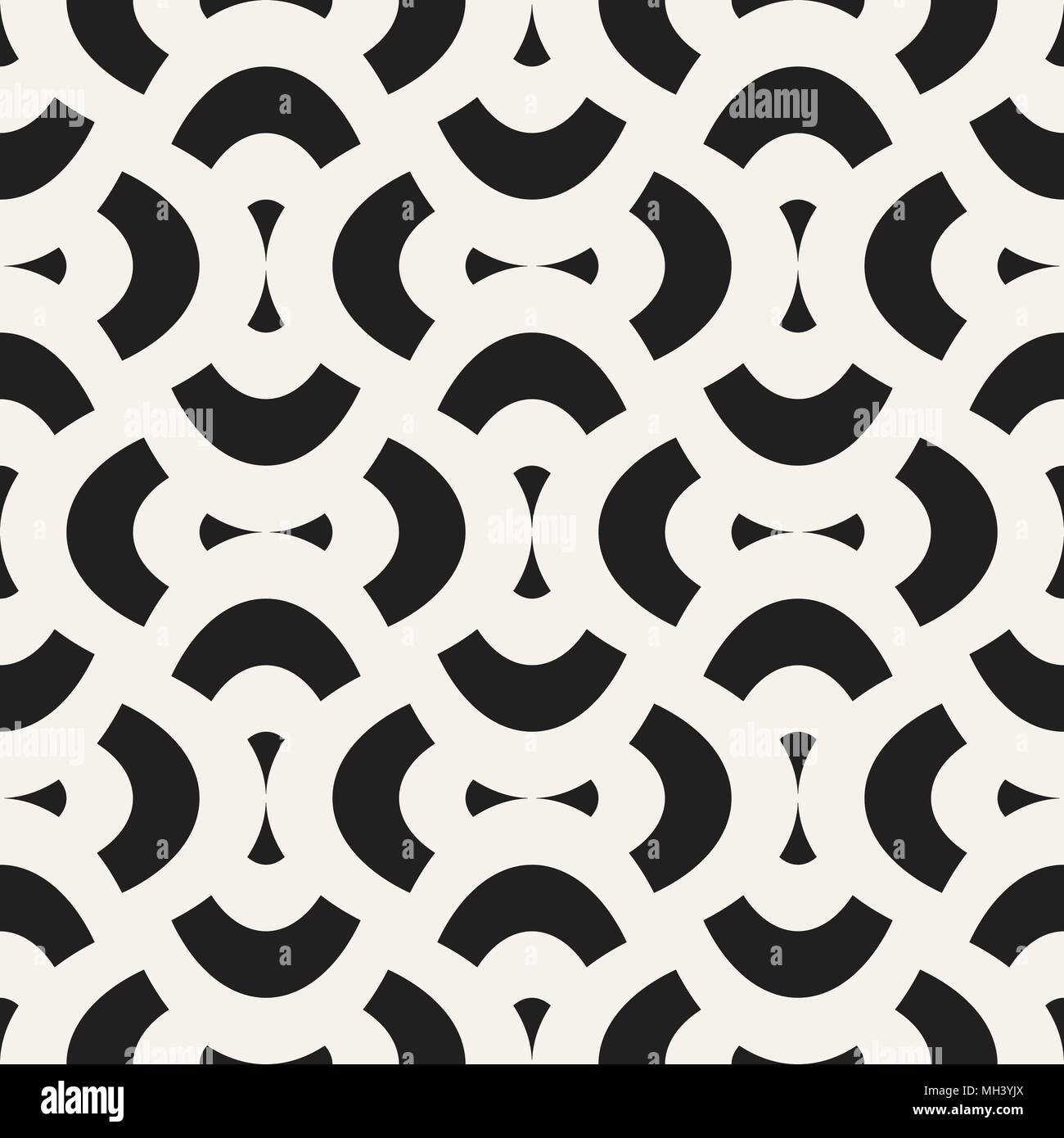 Vector geometric seamless pattern with curved shapes grid. Abstract ...