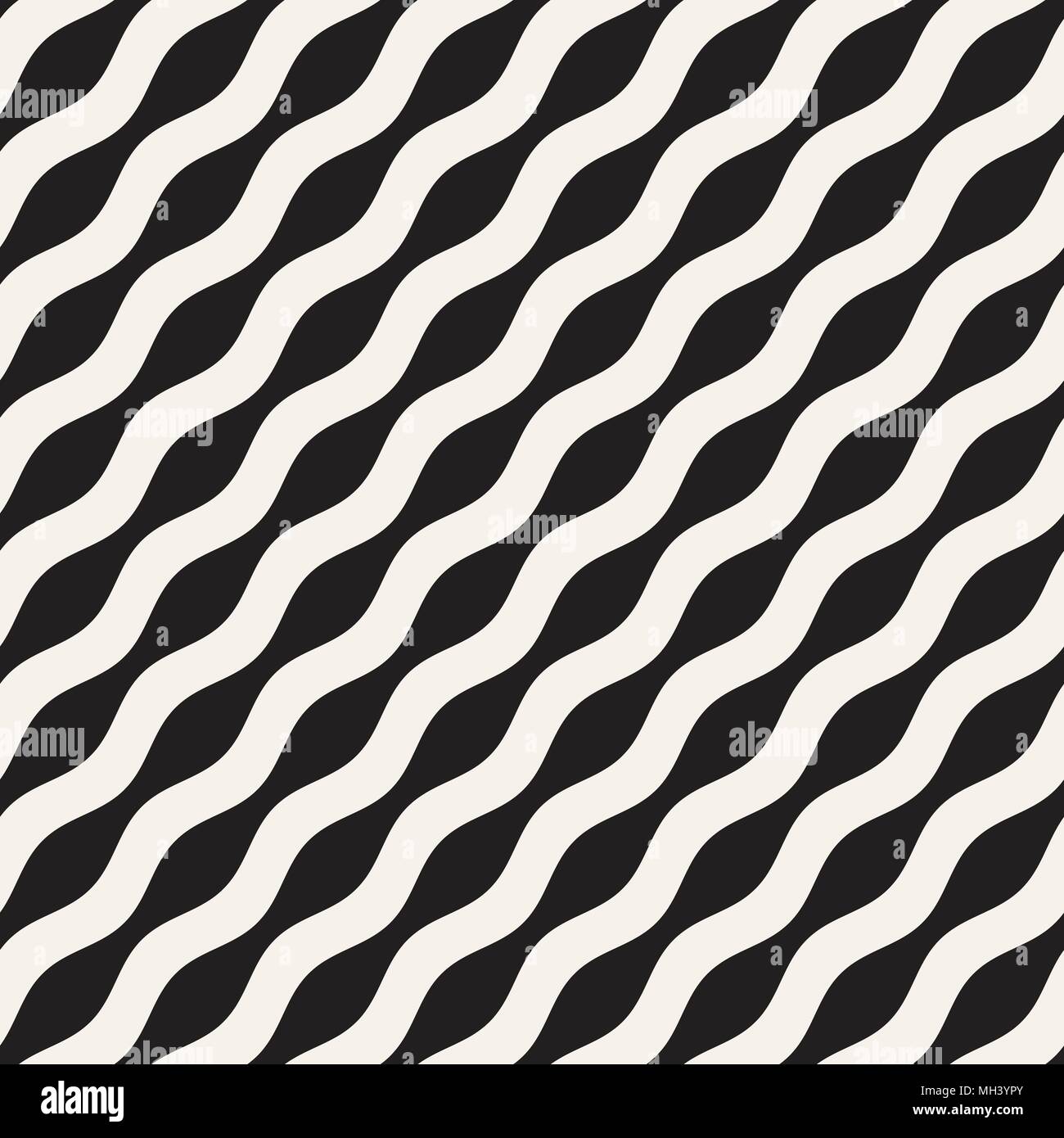 Vector seamless black and white wavy lines pattern. Abstract geometric ...