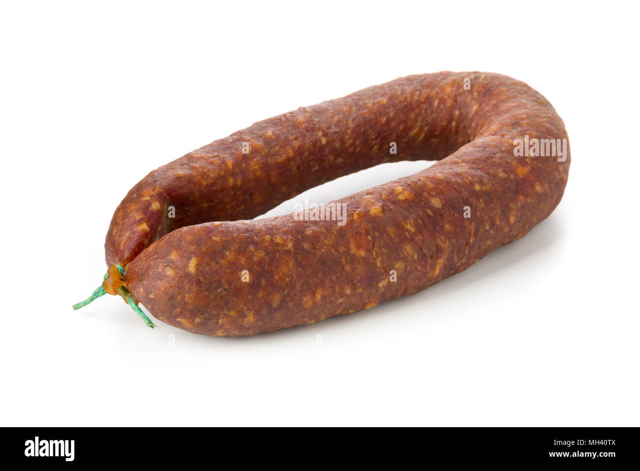 German specialty salami hard cured sausage whole over white background Stock Photo Alamy