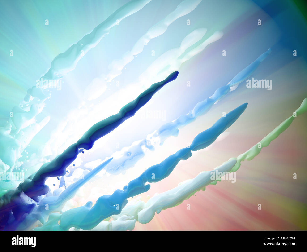 Cold light abstract 3d flow background, horizontal Stock Photo