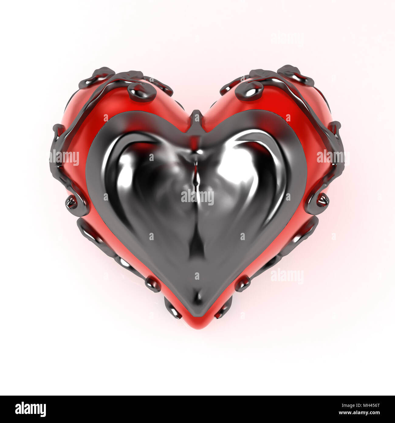 Red 3d heart enclosed in dark fretwork metal, isolated Stock Photo Alamy