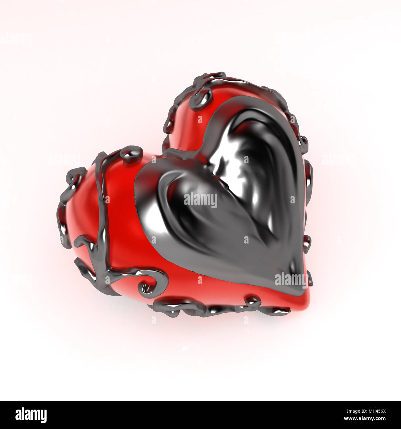 Red 3d heart enclosed in dark fretwork metal, isolated Stock Photo Alamy