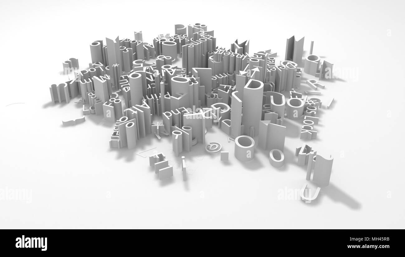 White 3d surface lettering abstract illustration, isolated Stock Photo ...