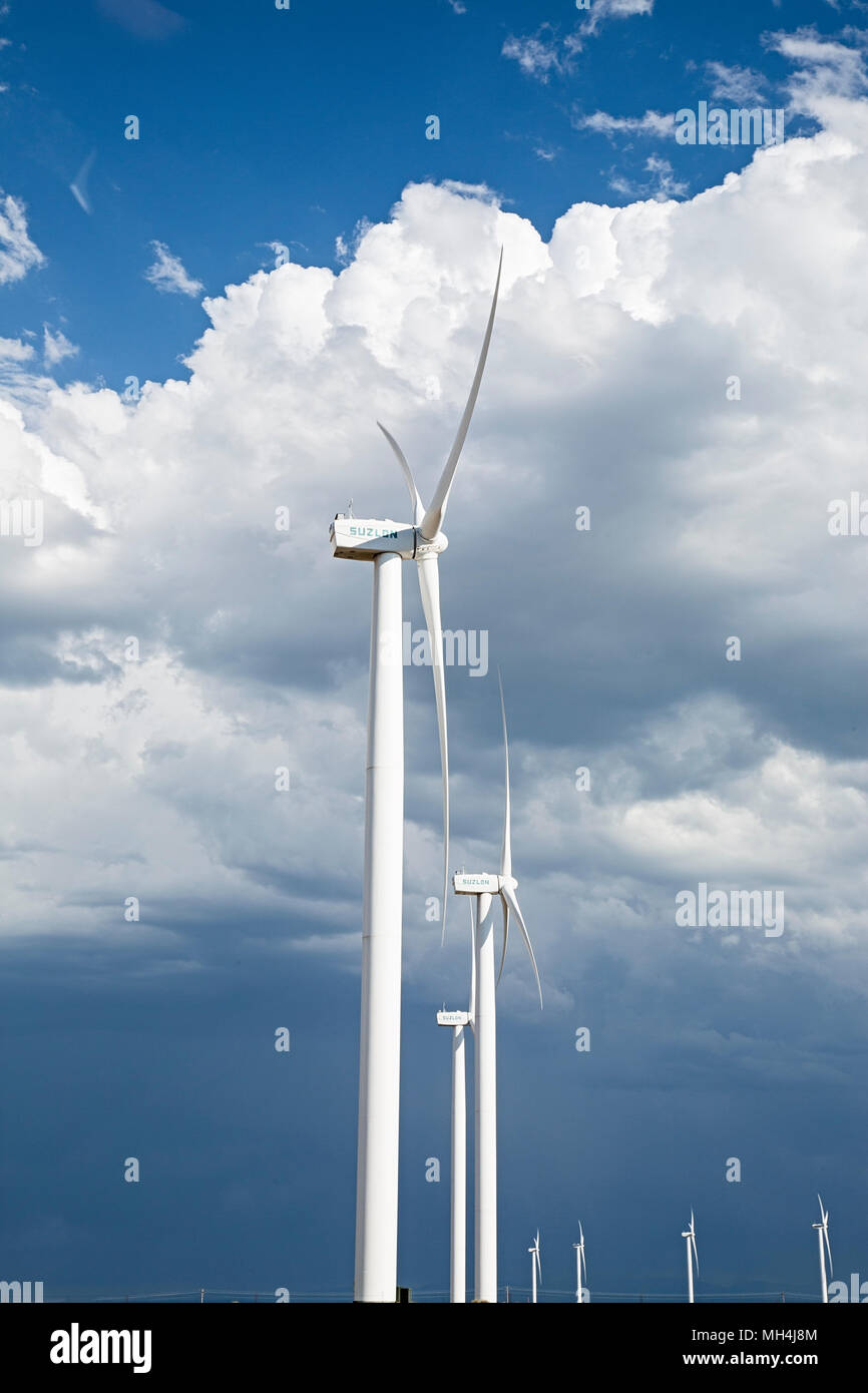 Windmills in Central California, USA Stock Photo