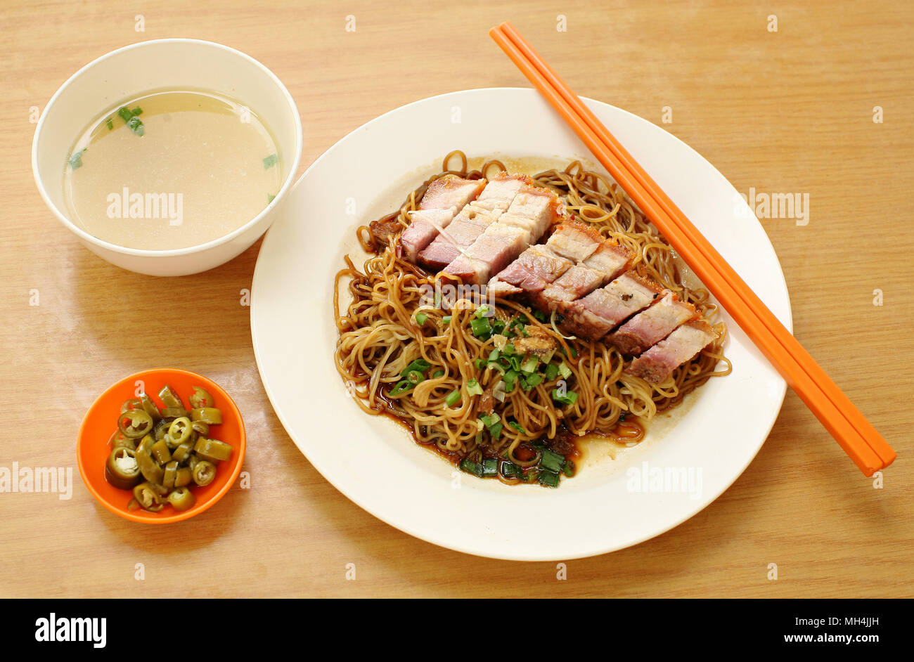 pork noodle. BBQ pork noodle bowl Stock Photo Alamy