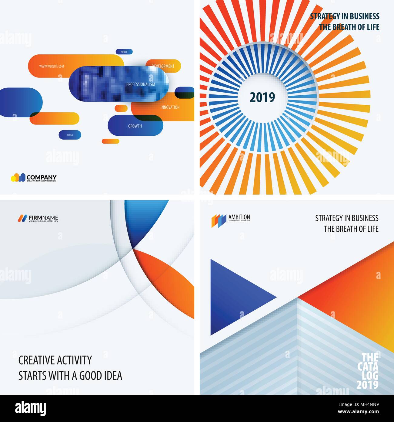 Design set of blue orange colourful abstract vector elements for modern ...