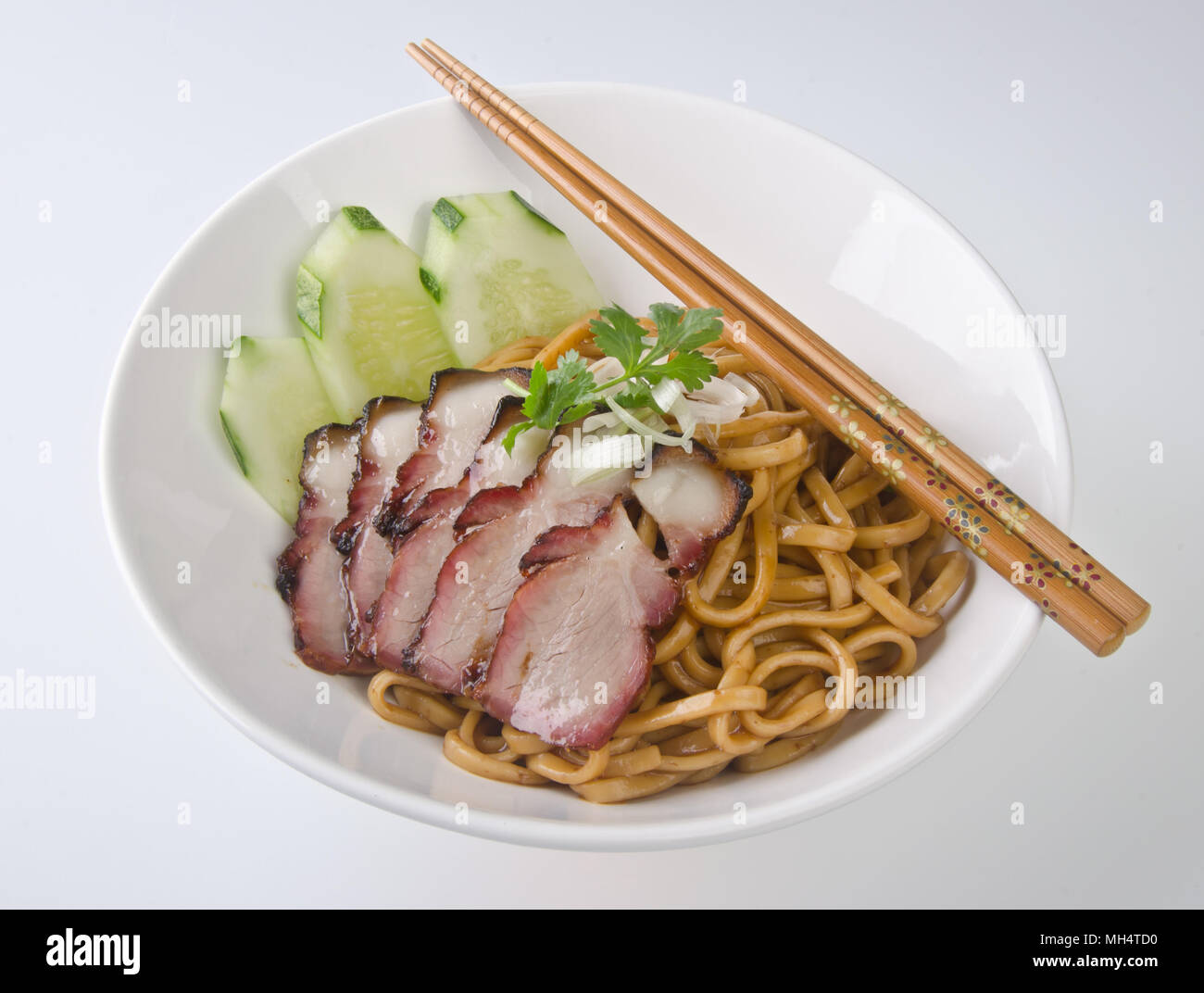 pork noodle. BBQ pork noodle bowl Stock Photo Alamy