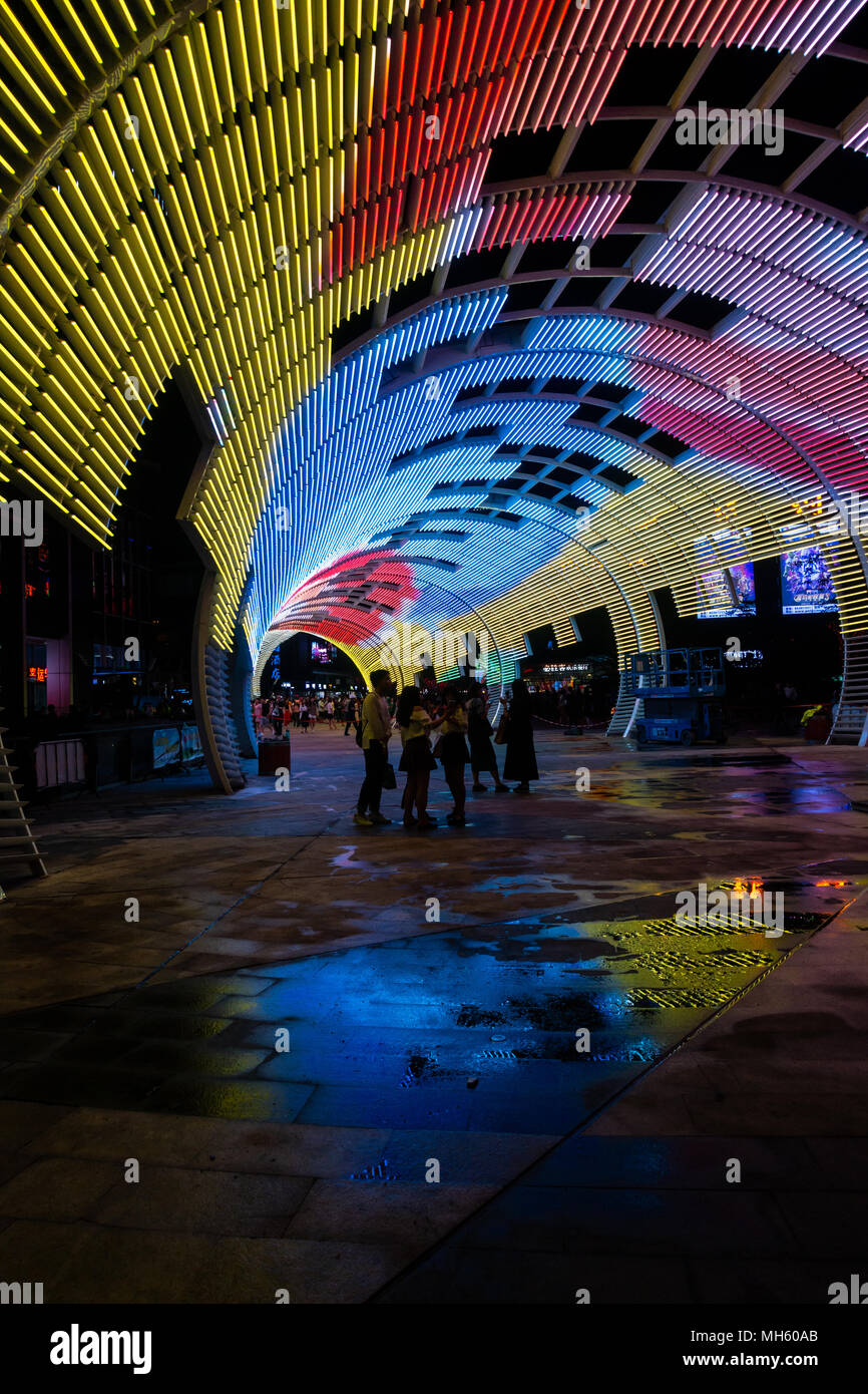 Colorful light show during Chinese holiday in Shenzhen, China Stock Photo