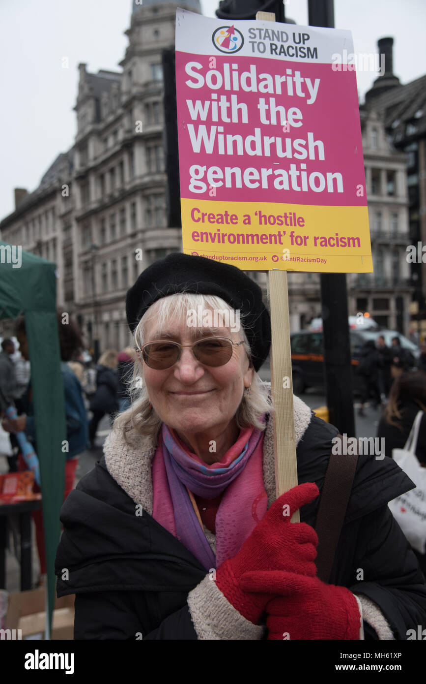 London, UK. 30 April 2018. Hundreds of supporters protest for Justice For Windrush - Scrap May's Racist Act Hosted by Stand Up To Racism during the debate in the Parliament on 30 April 2018 at Parliament Square, London, UK. Credit: See Li/Alamy Live News Stock Photo