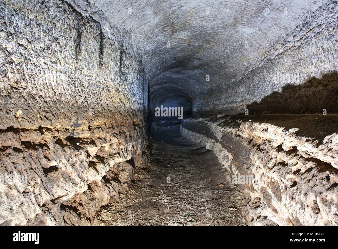 The old sandstone water tunnel, mined caves. The cave. Sandstone tunnel