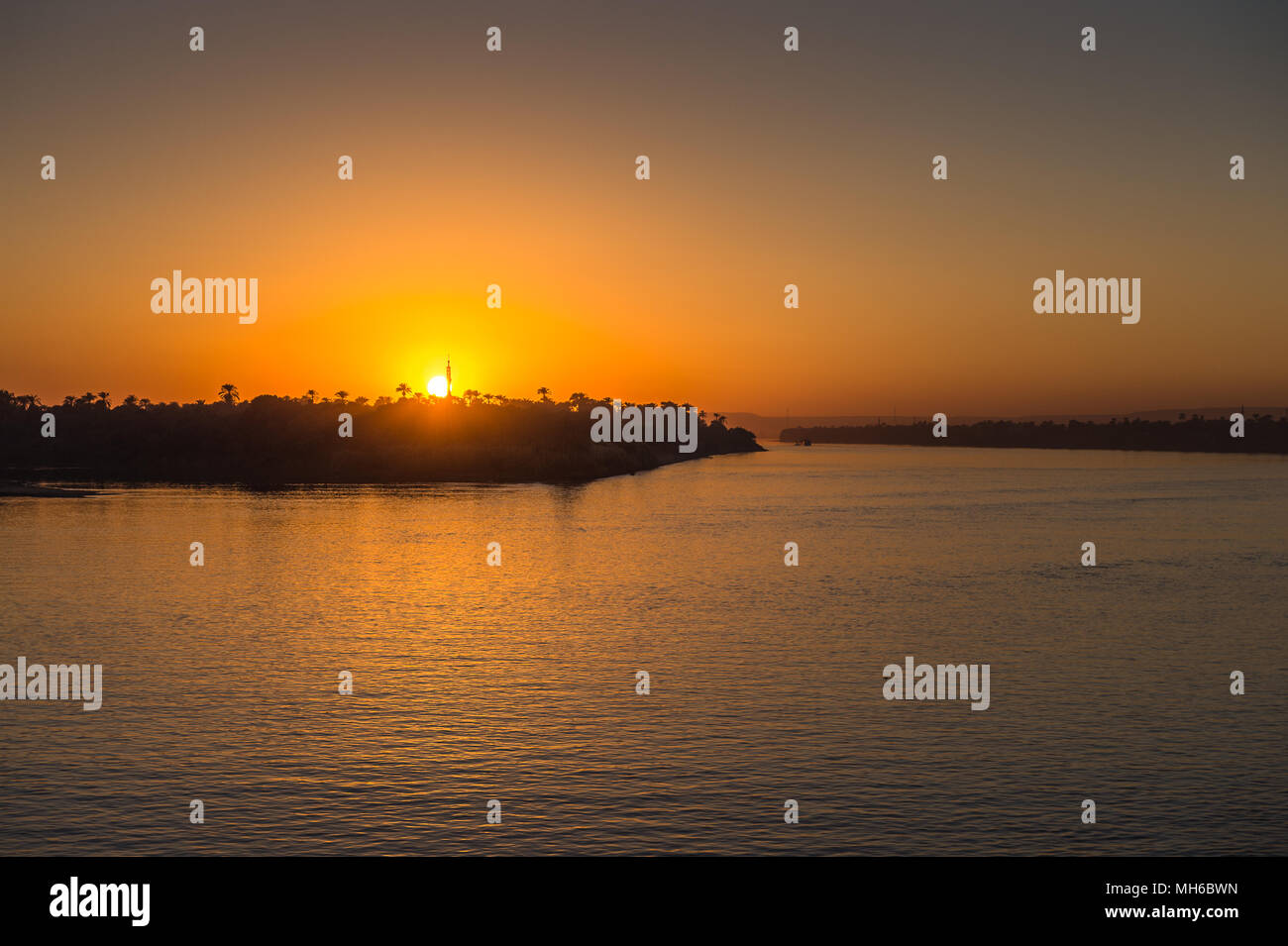 Sunset over the Nile river in Egypt Stock Photo - Alamy