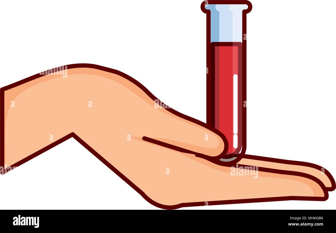 hand lifting tube test with blood Stock Vector