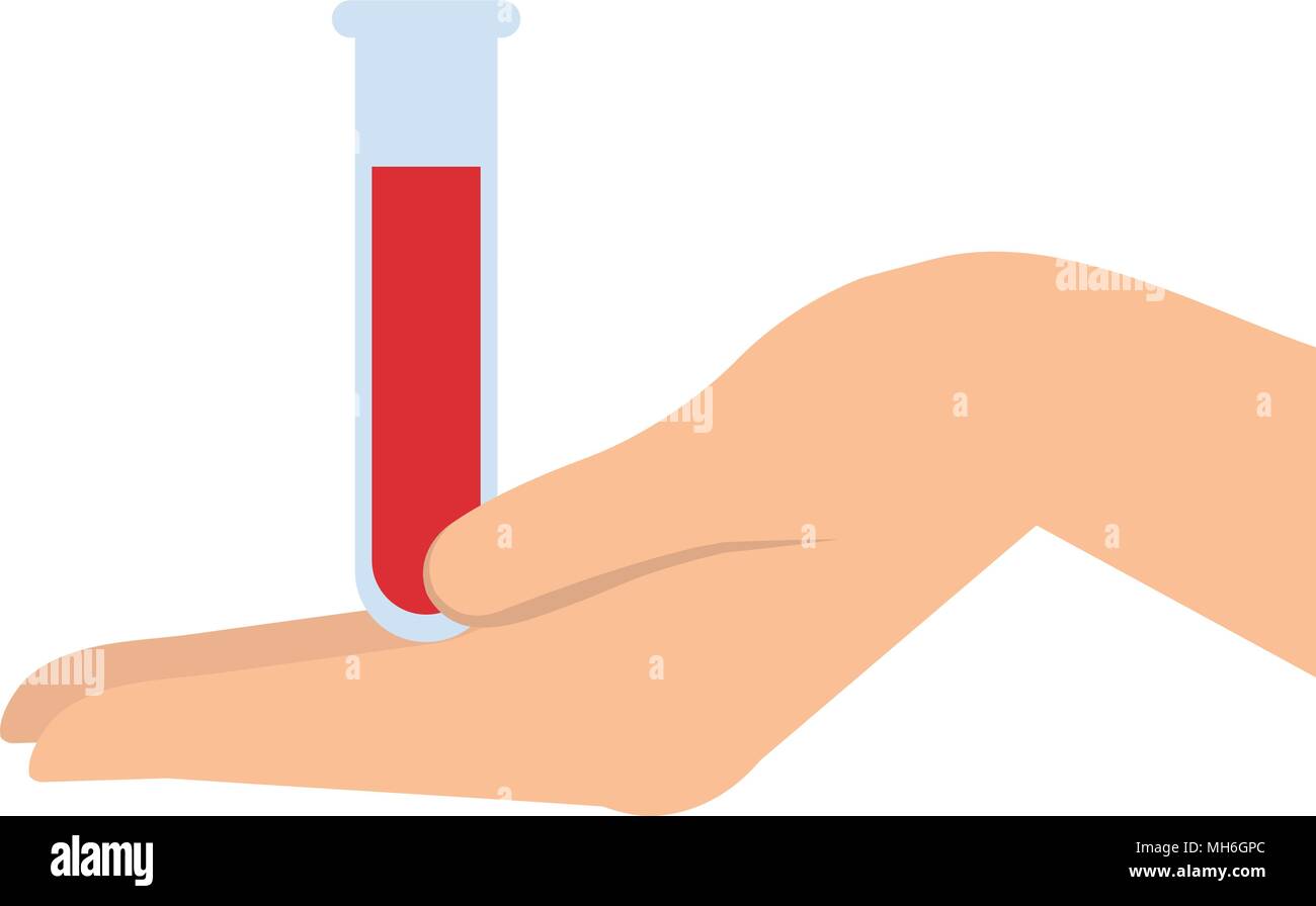 hand lifting tube test with blood Stock Vector