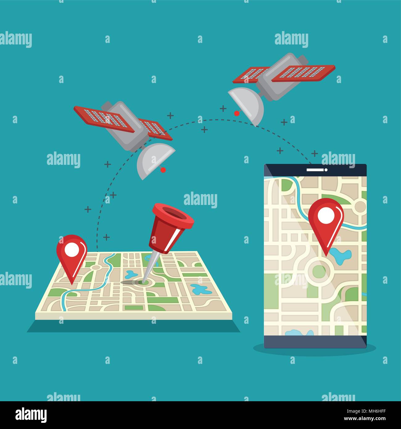 smartphone with gps navigation app Stock Vector Image & Art - Alamy