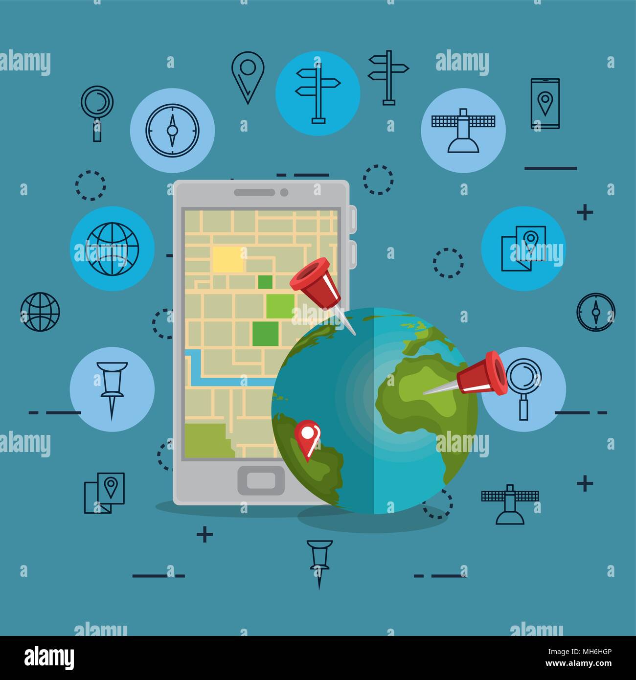 smartphone with gps navigation app Stock Vector Image & Art - Alamy