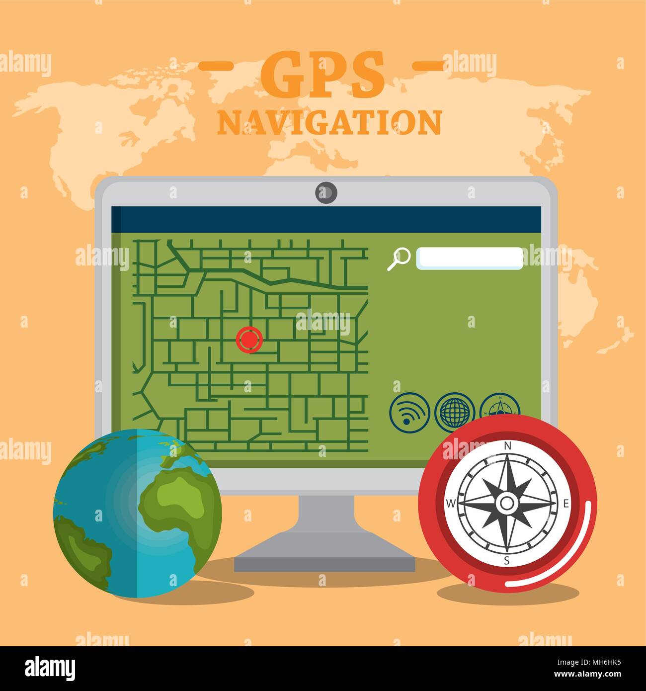 desktop computer with gps navigation software Stock Vector Image & Art ...