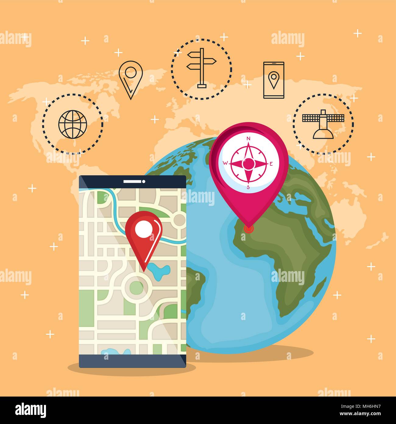 smartphone with gps navigation app Stock Vector Image & Art - Alamy