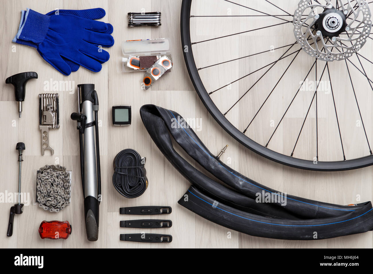 Cycle Objects Image of bicycle objects on wooden background Stock Photo - Alamy