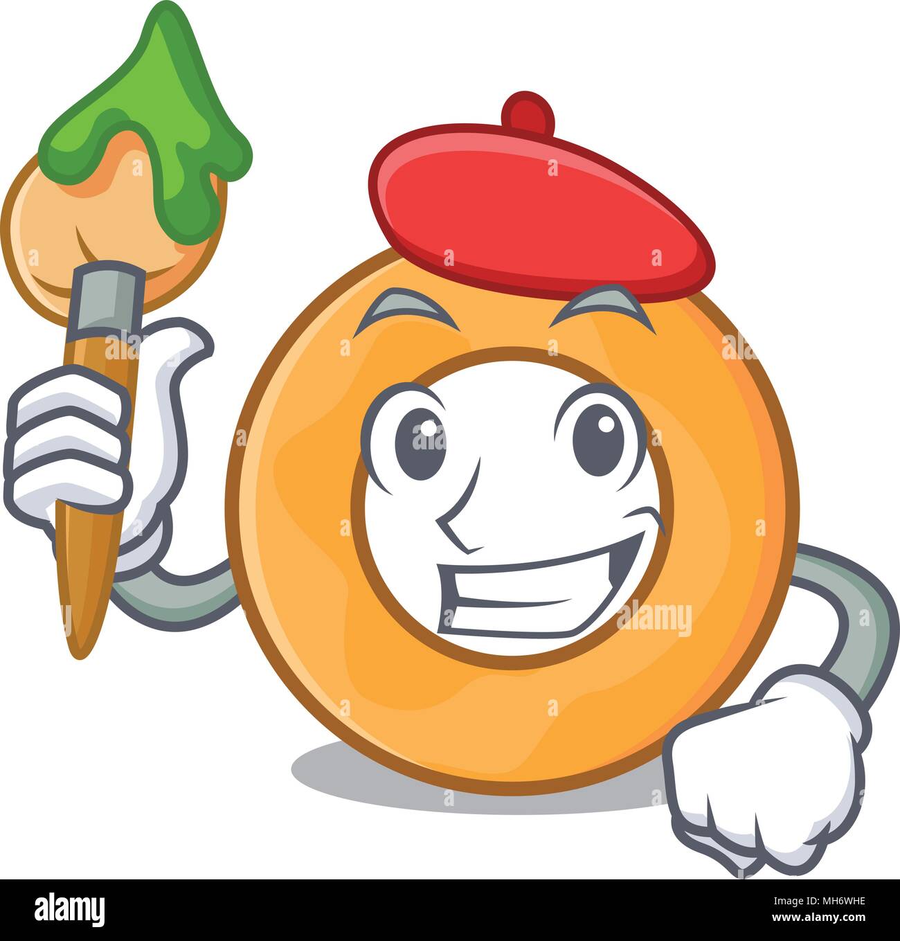 Artist onion ring character cartoon vector illustration Stock Vector
