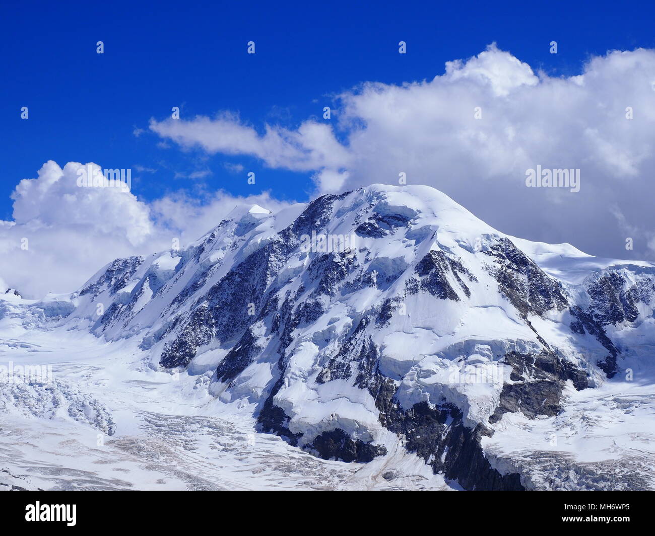 Lyskamm at Monte Rosa massif landscape of swiss alpine mountain range ...