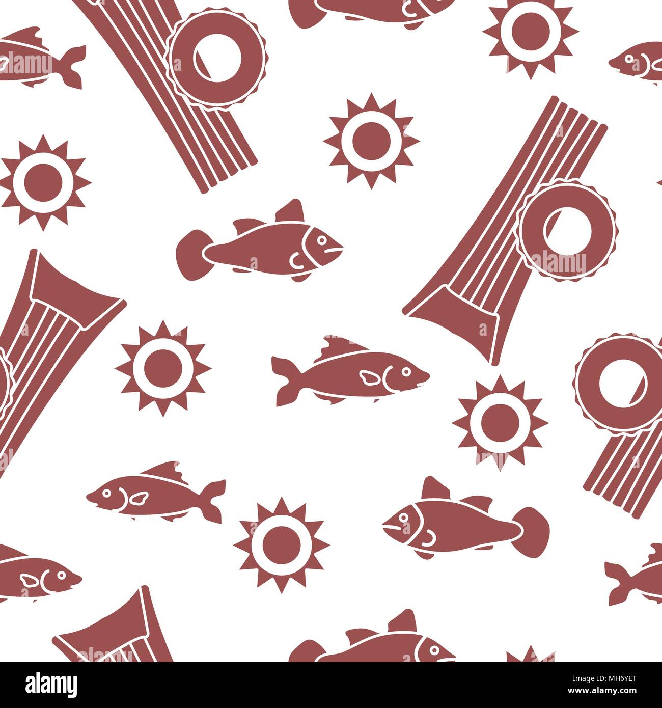 Seamless pattern with inflatable mattress, inflatable circle. Summer leisure. Stock Vector