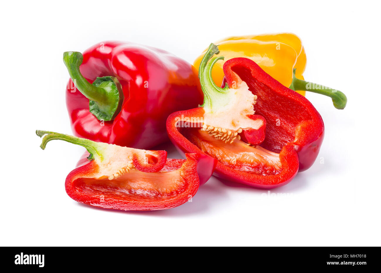 red and yellow pepper isolated on white background Stock Photo - Alamy