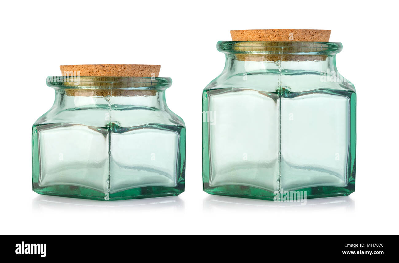 Old fashioned glass bottle with cork stopper.With clipping path Stock