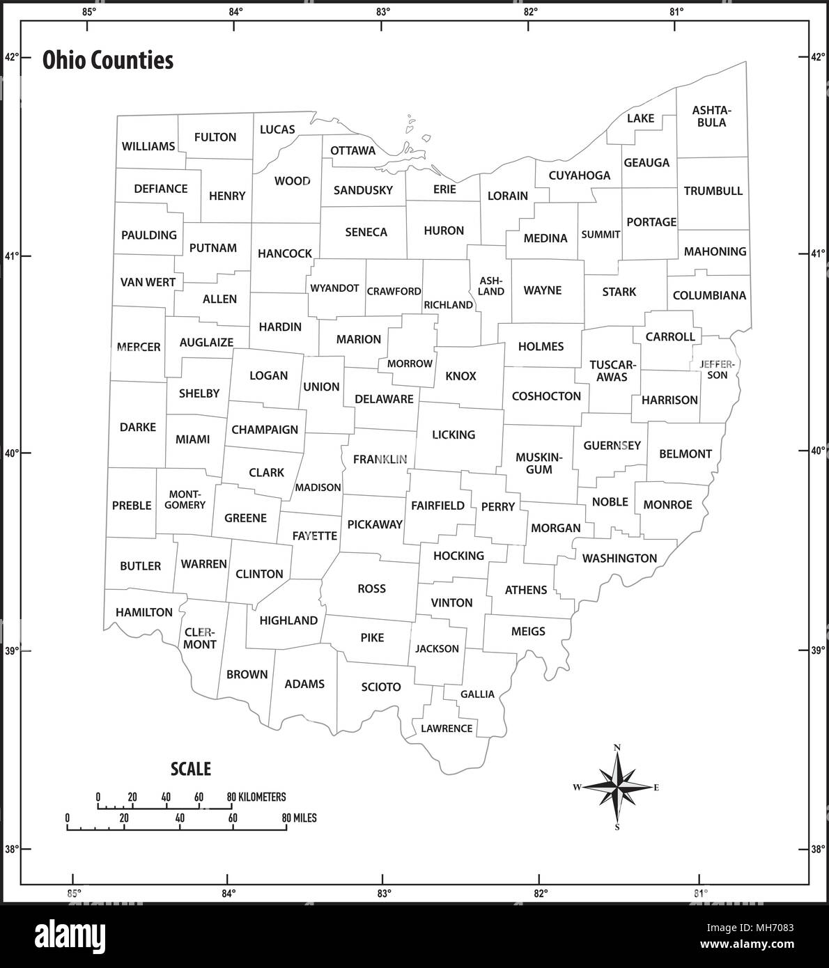 ohio-county-map-vector-vectors-hi-res-stock-photography-and-images-alamy for Free Printable Map Of Ohio Ohio county map vector vectors hi-res stock photography and images - Alamy for Free Printable Map Of Ohio