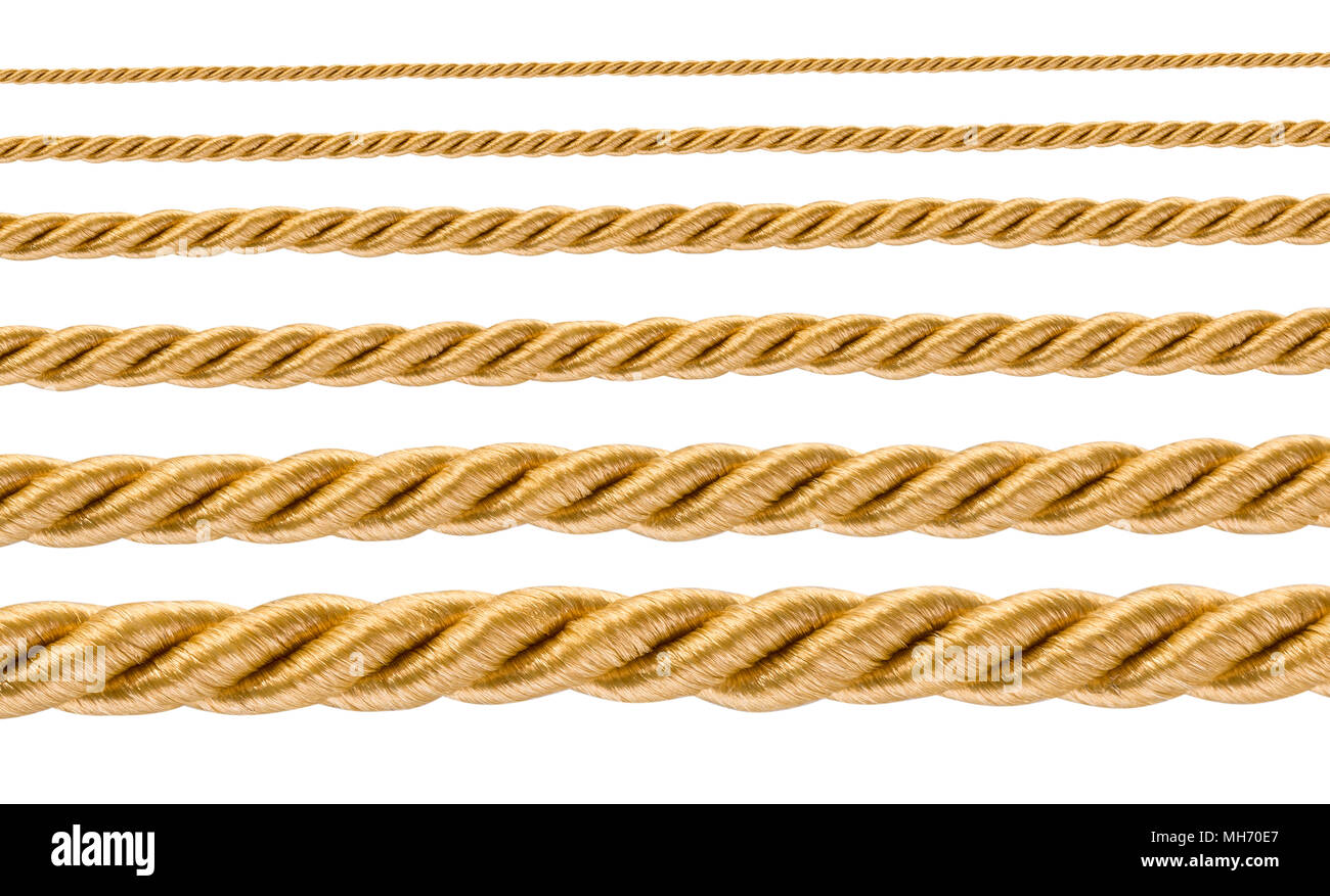 collection of various ropes string on white background Stock Photo - Alamy