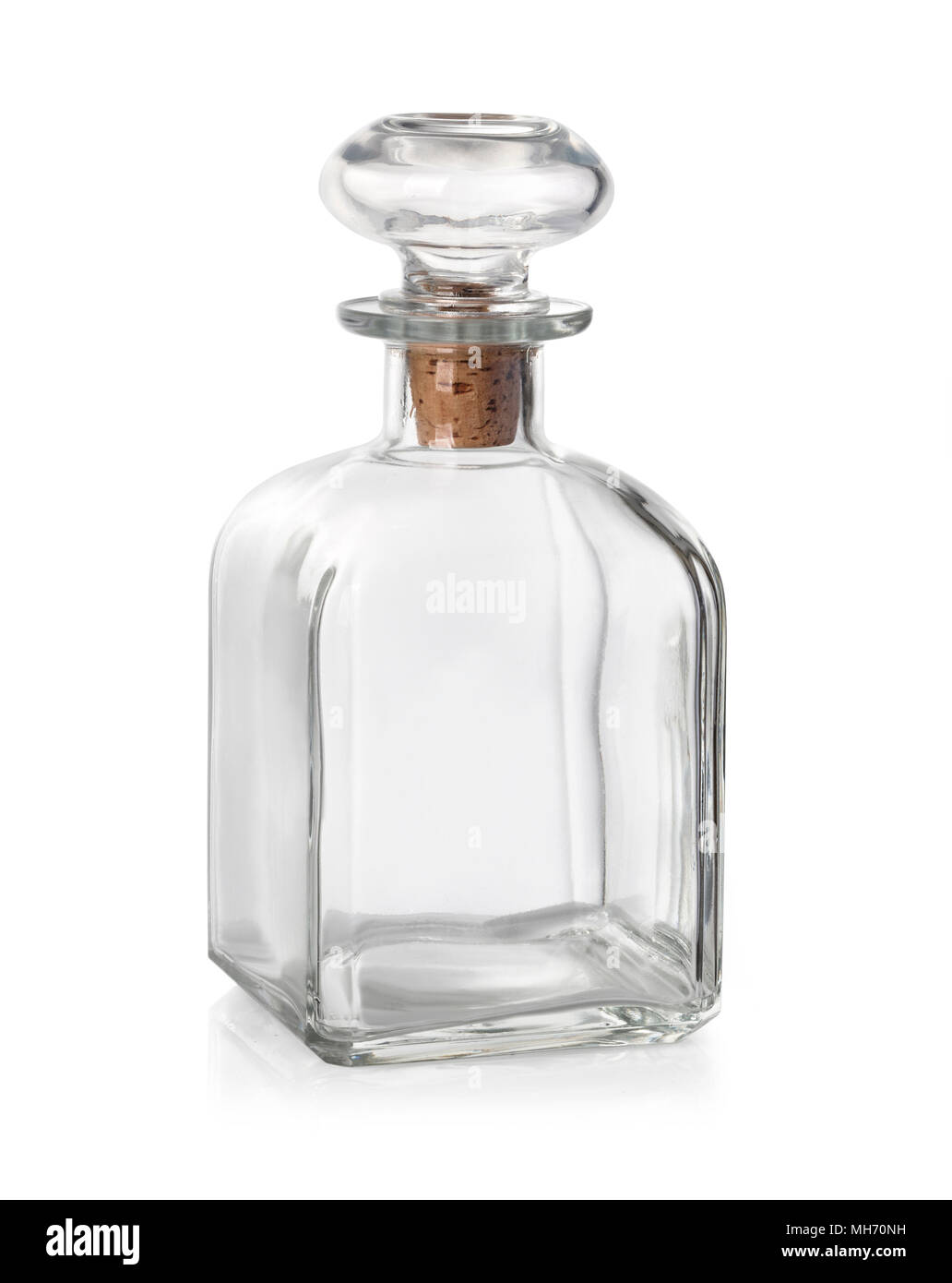 Old fashioned glass bottle with cork stopper.With clipping path Stock