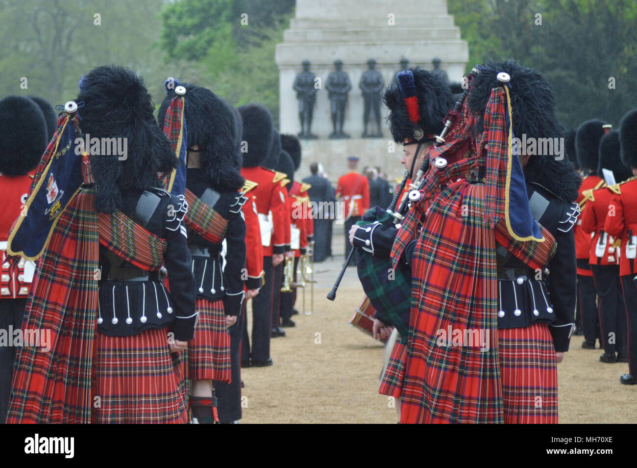 The Scots Guards Memorial Service - Horse Guards Parade Stock Photo