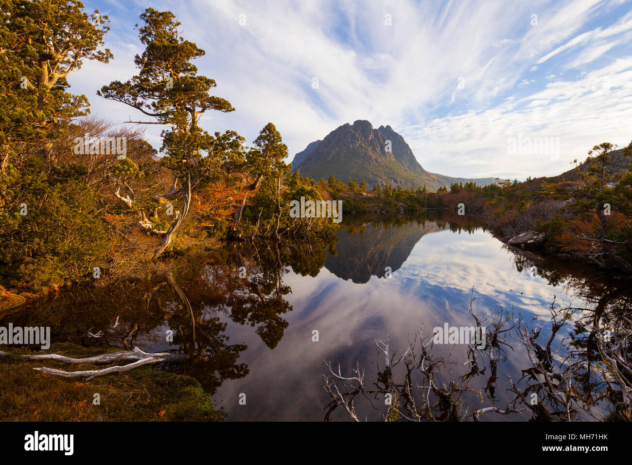 Little Horn from Twisted Lakes - Cradle Mtn Lake St Clair N.P - Tasmania Stock Photo