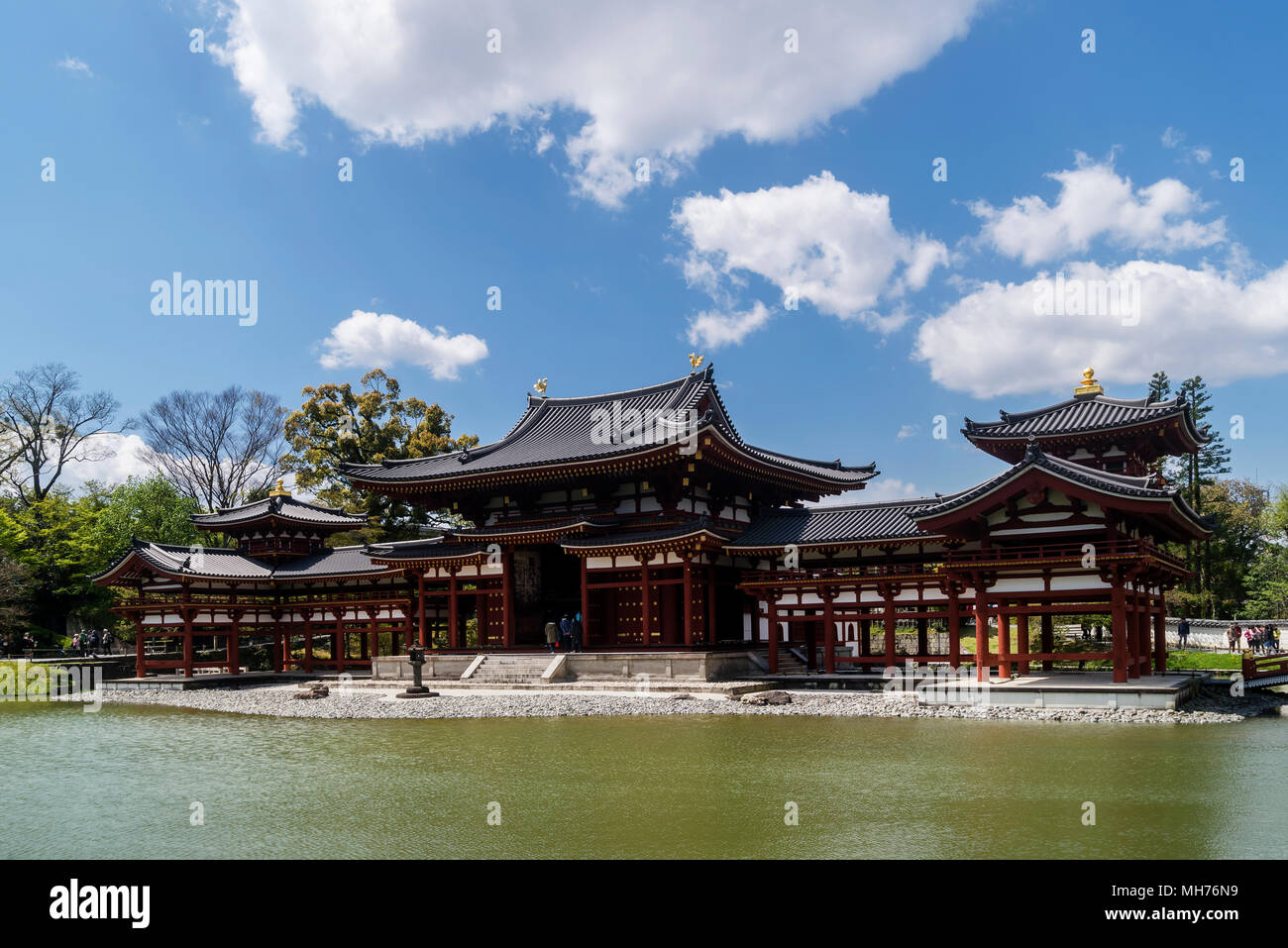 The beautiful Byodo-in temple in Uji, Kyoto, Japan, on a beautiful sunny day with some clouds Stock Photo