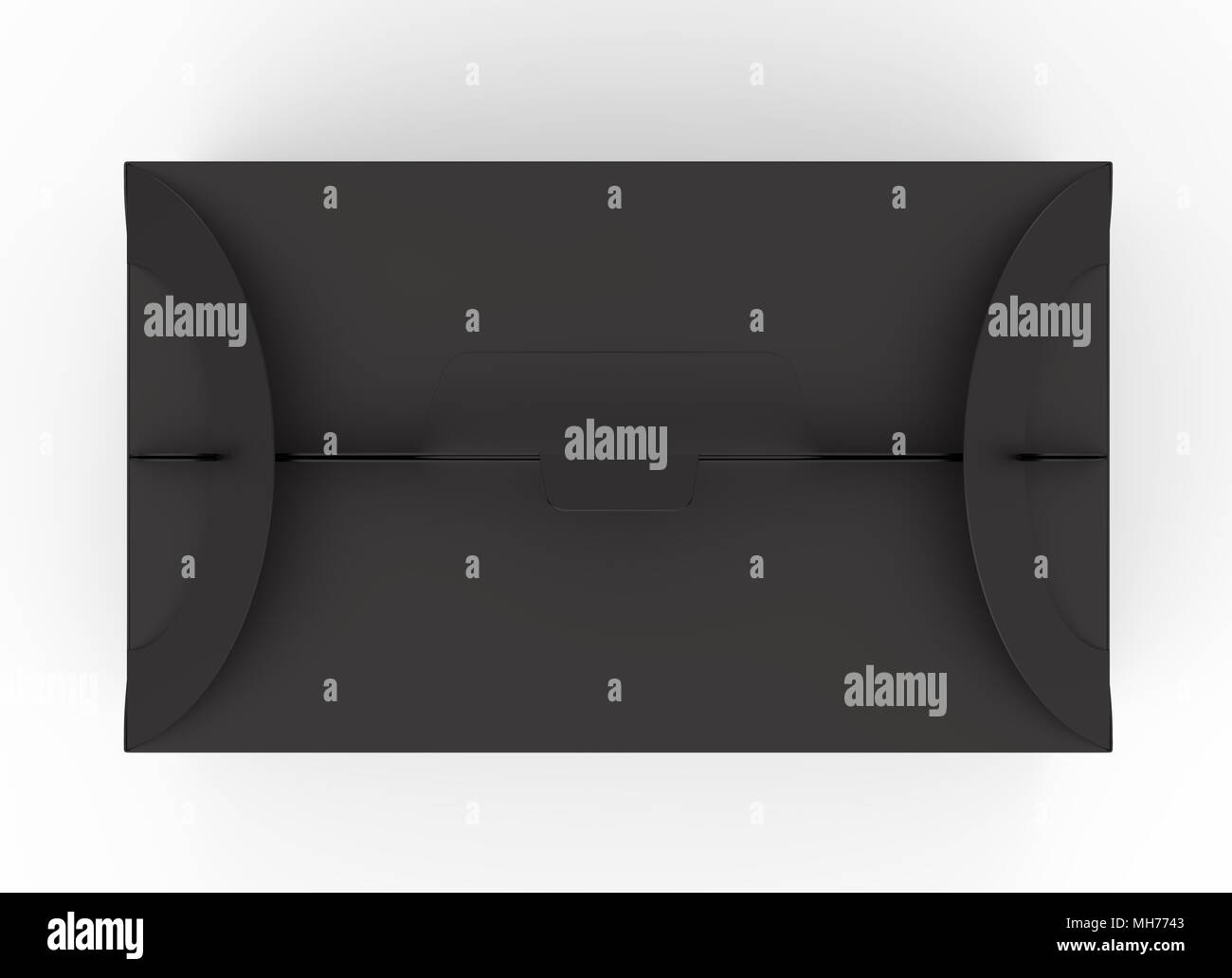 Top View Storage Box Isolated black carton box with handle in 3d illustration on white ...