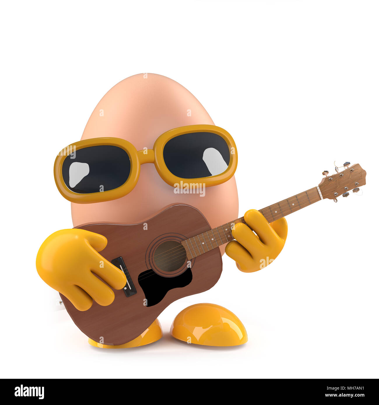 3d render of an egg playing an acoustic guitar Stock Photo Alamy