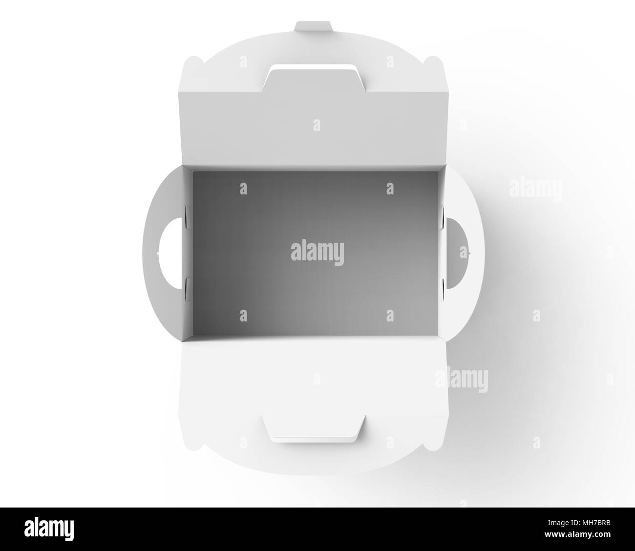 White box with handle, gift or food carton package in 3d render for