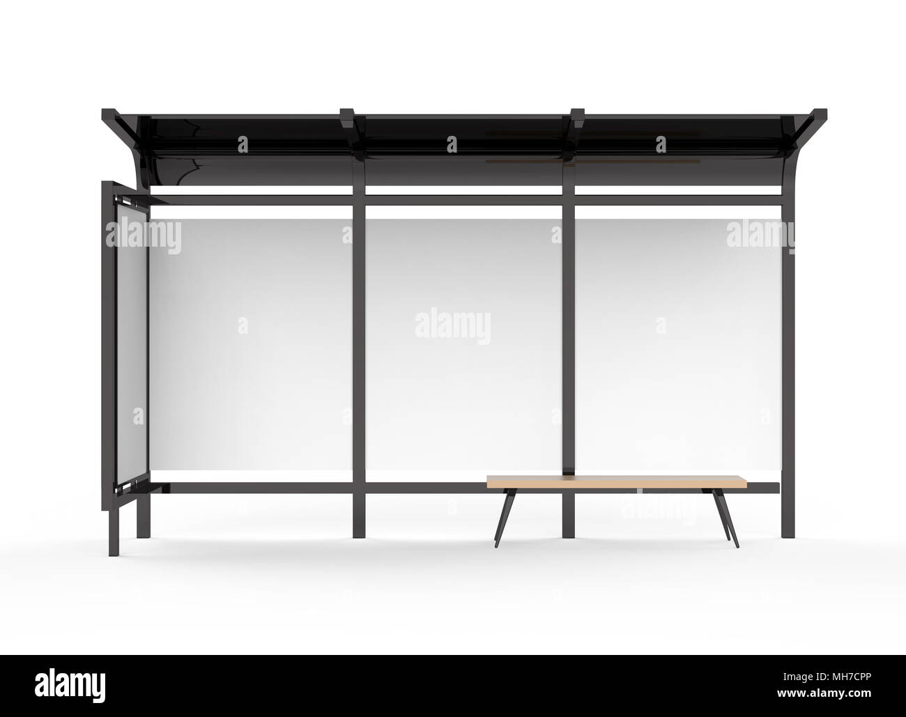 3D Render Bus Shelter Blank Copy Space For Advertising Or Promotional