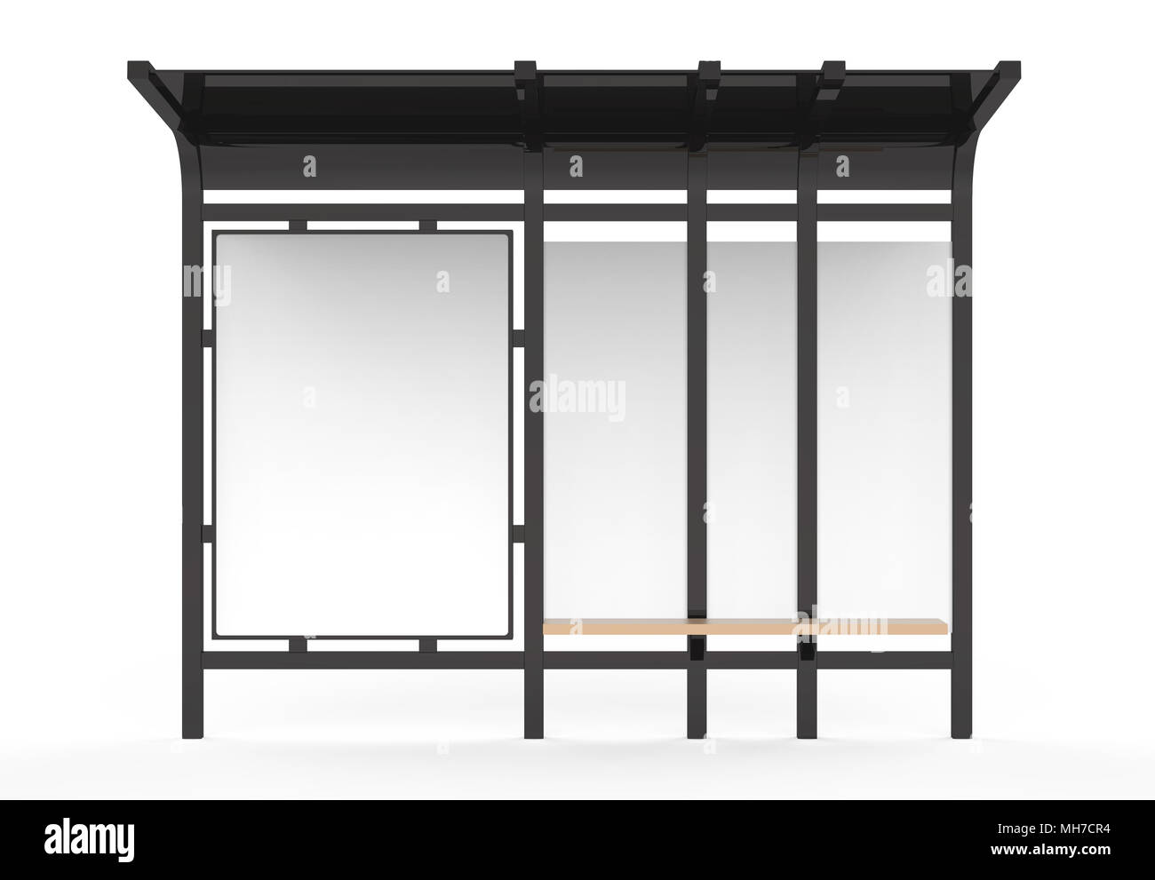 3D Render Bus Shelter Blank Copy Space For Advertising Or Promotional